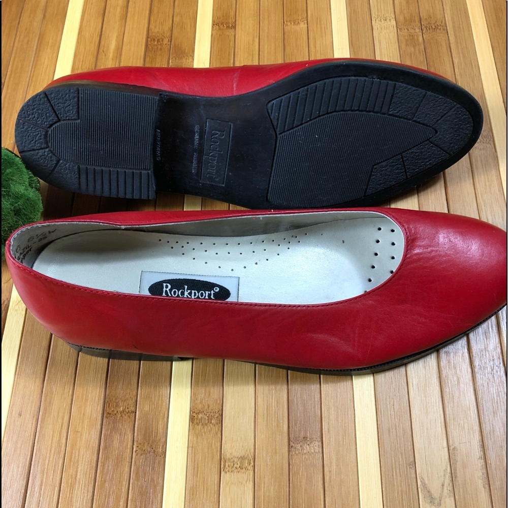 ROCKPORT • Red Leather Flats - Loafers - Like New